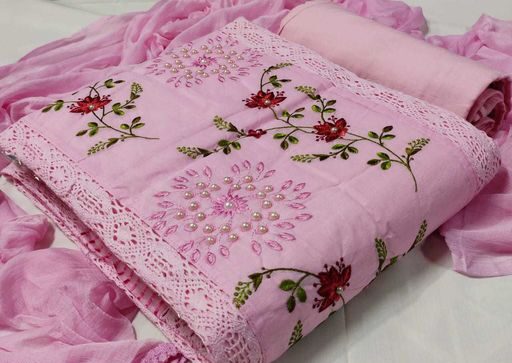 Aakarsha Superior Salwar Suits & Dress Materials, Fabric Organdi, Color Light Pink, Top Length 2 Meters