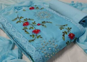 Aakarsha Superior Salwar Suits & Dress Materials, Fabric Organdi, Color Light SKy Blue, Top Length 2 Meters
