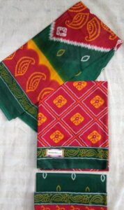 Aagam Alluring Salwar Suits & Bandhani Dress Materials, Cotton, Green Color, Top Length 2.5 Meters