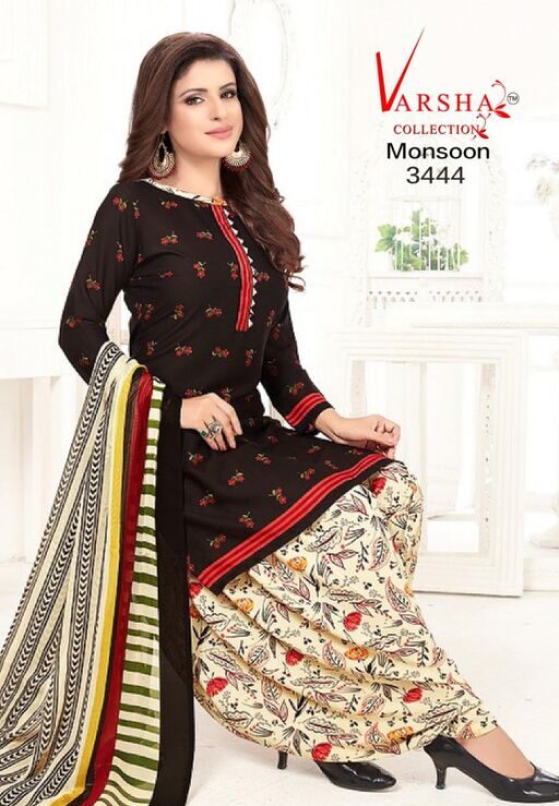 Alisha Fashionable Salwar Suits & Dress Materials, Synthetic Crepe, Color Brown, Top Length 2.25 Meters