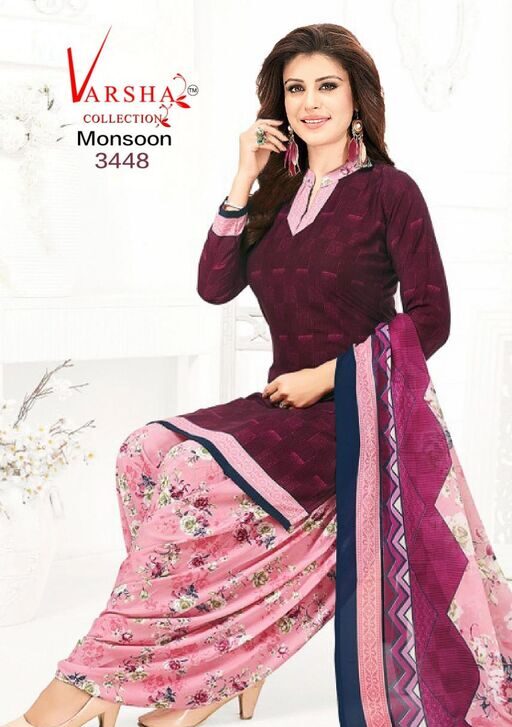 Alisha Fashionable Salwar Suits & Dress Materials, Synthetic Crepe, Color Maroon, Top Length 2.25 Meters
