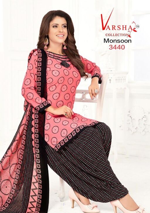Alisha Fashionable Salwar Suits & Dress Materials, Synthetic Crepe, light Pink, Top Length 2.25 Meters