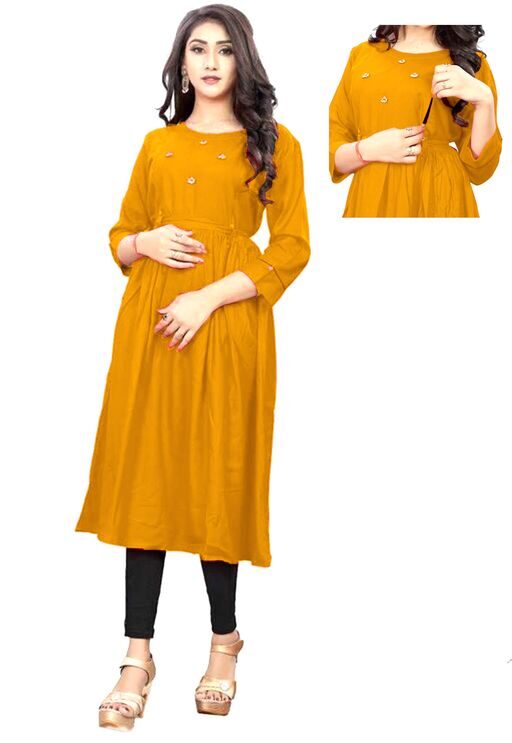Feeding kurtis for women, Meternity dress, Fabric Rayon, Yellow Color Kurti