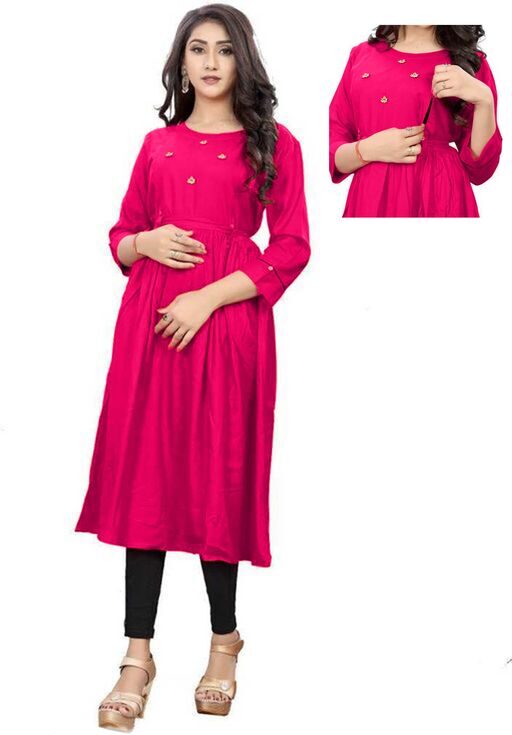 Feeding kurtis for women, Meternity dress, Fabric Rayon, Pink Color Kurti