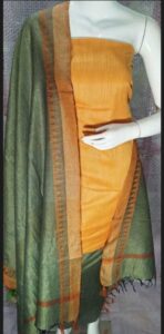 Trendy Petite Salwar Suits, Fabric Khadi Cotton, Length 2.5, Golden Color Dress Material