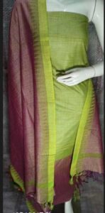 Trendy Petite Salwar Suits, Fabric Khadi Cotton, Length 2.5, Green Color Dress Material
