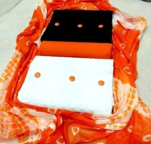 Classy Cotton Chikankari Suits, Fabric Cotton, Top Length 2 Meters, Orange Color Cotton Dress Material