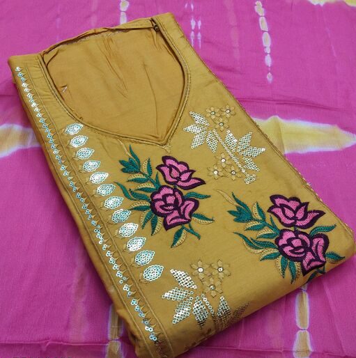Myra Fashionable Salwar Suits , Top Length-2.2 Meters, Fabric Jam Cotton, Yellow Color Cotton Dress Material