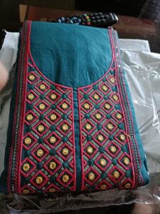 Myra Fashionable Salwar Suits , Top Length-2.2 Meters, Fabric Jam Cotton, Dark Cyan Color Cotton Dress Material