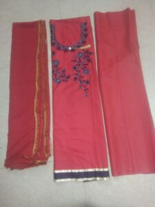SGI EASYLINE Salwar Suits , Top Length-1.9 Meters, Fabric Cotton, Red Suit Dress Material with duppatta