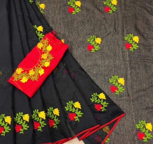 Kashvi Voguish Sarees Embroidered Chanderi Cotton Fabric Saree, Golden  Color Saree with Separate Dupion Silk Blouse Piece - Easy Shopping India